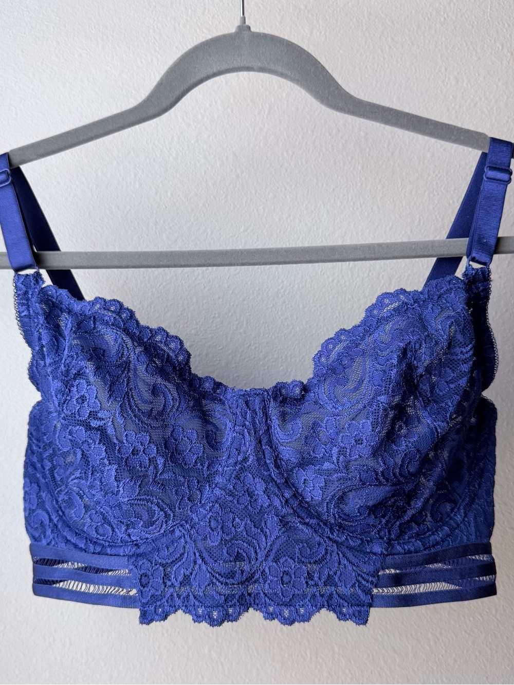 smart & sexy Royal Blue Lace Longline Bralette